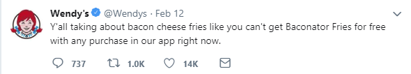Wendy's Bacon Fries Tweet